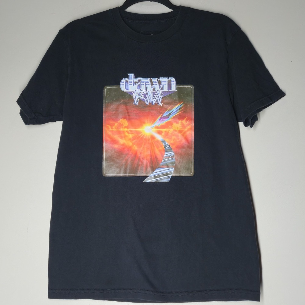 The Weeknd XO Dawn FM T Shirt Mens Medium Black Vinyl Cover Print Short Sleeve
